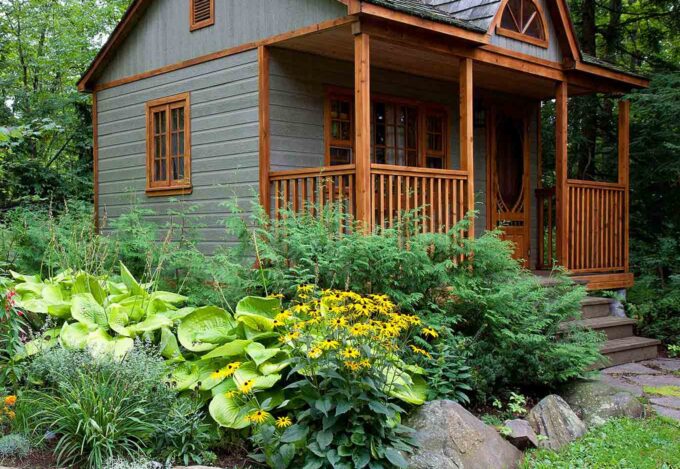 Exterior view of an accessory dwelling unit (ADU) showcasing a detached structure with modern architecture and landscaping.