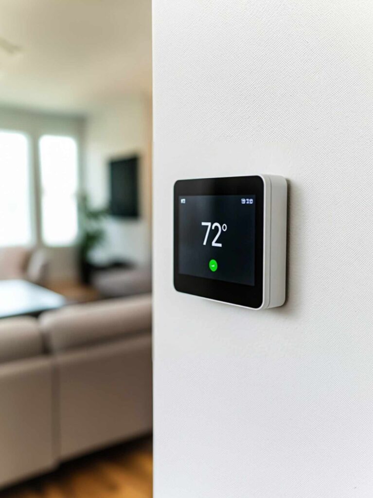A look at modern, energy-efficient smart home technology inside a home.