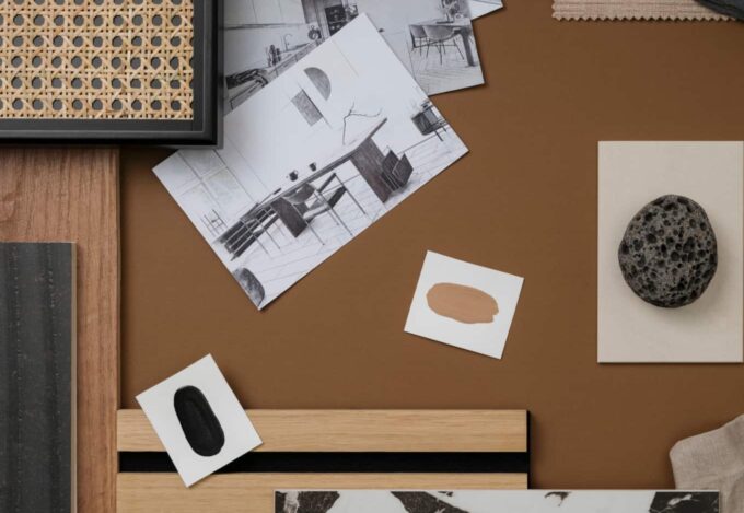 Samples of paint, patterns and textures